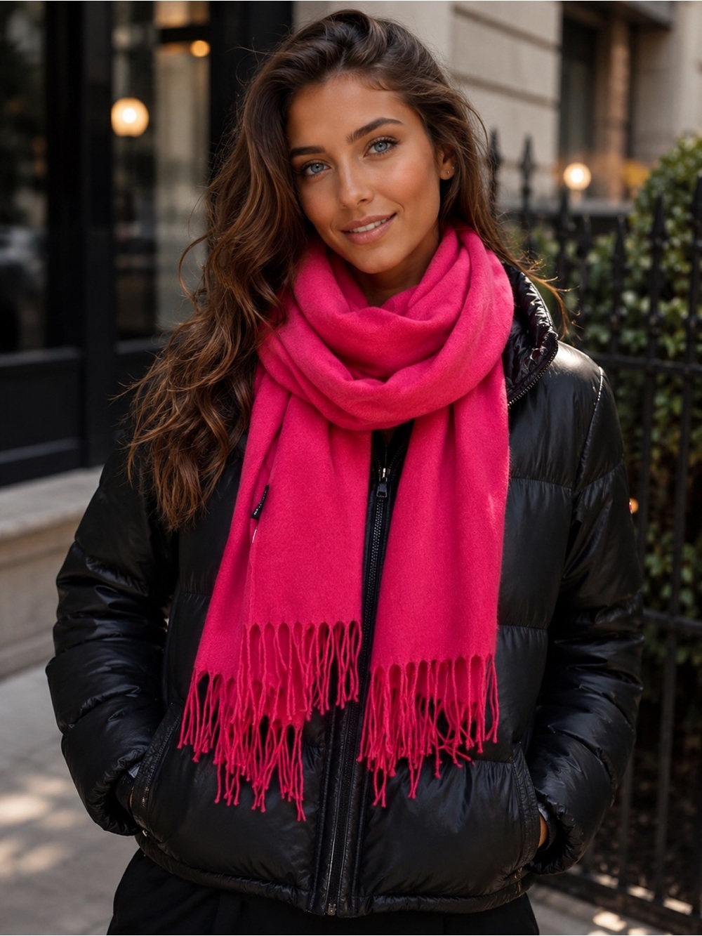 Divided by H&M Hot Pink Winter scarf Knit cashmere? Acrylic?
